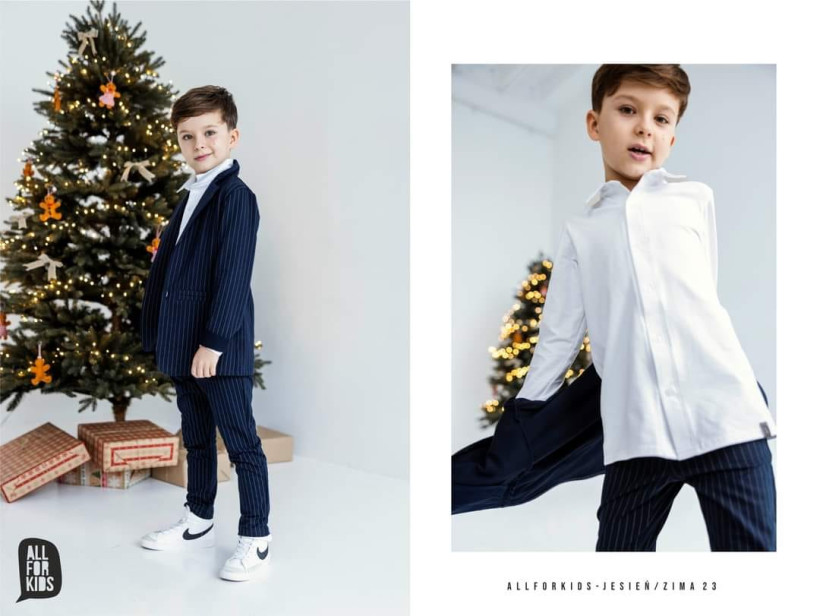 Garnitur marynarka+spodnie Paski granat All For Kids