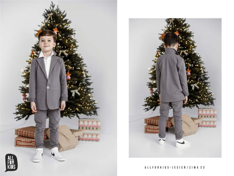 Garnitur Marynarka+spodnie szare paski All For Kids