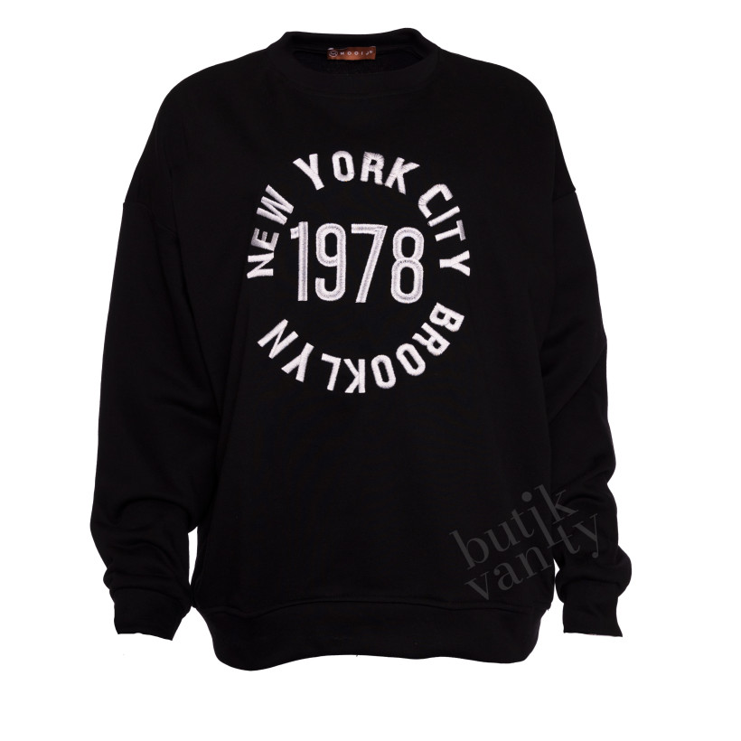 BLUZA NADRUK BLACK Z2218B