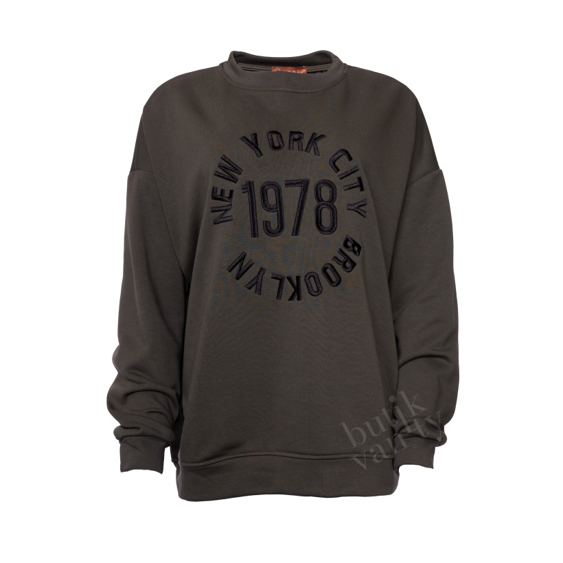 BLUZA NADRUK ARMY GREEN Z2218K