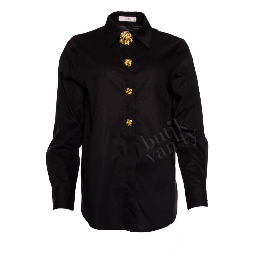 KOSZULA ZŁOTY GUZIK BLACK R.L  MM6970B