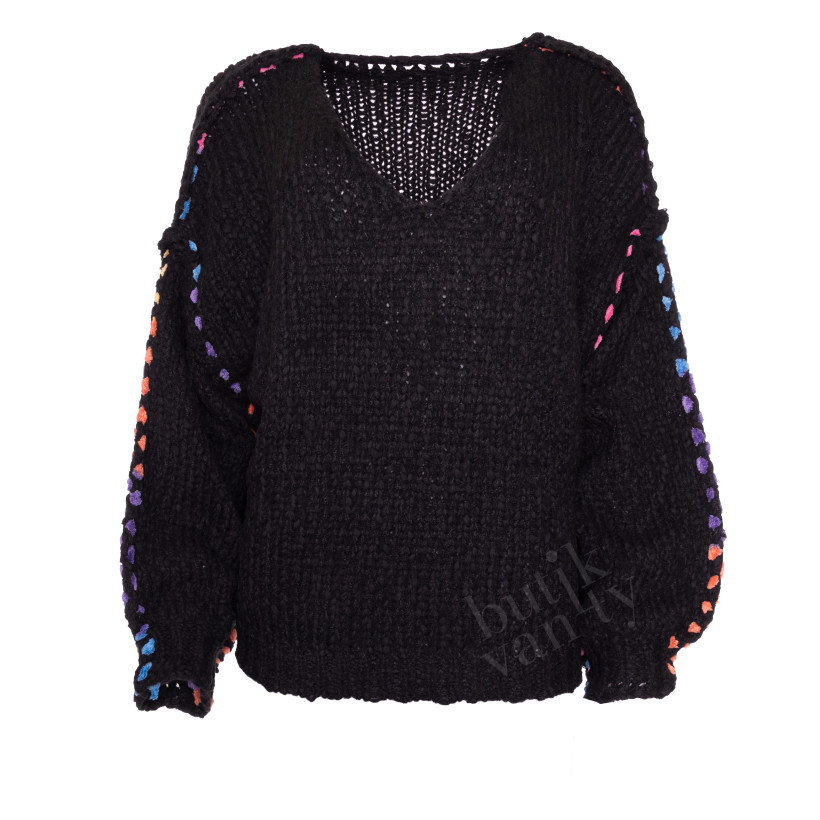 SWETER KOLOROWE NITKI BLACK 23962-2B