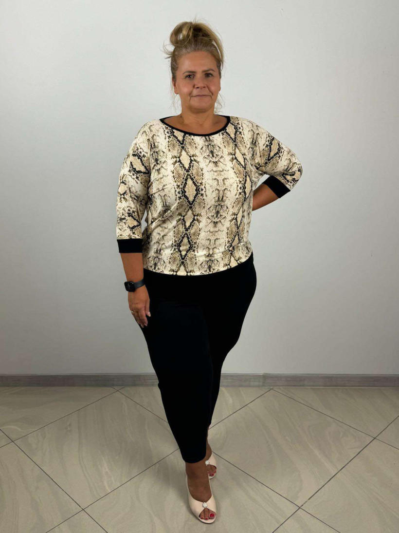 Bluzka wiskozowa SKÓRA WĘŻA - DanMaz - rozm.XL - 6193 - brązy i beże