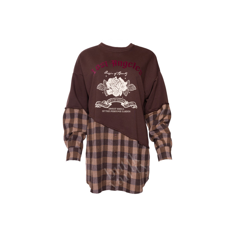 BLUZA Z KOSZULĄ CZEKOLADA G01660D