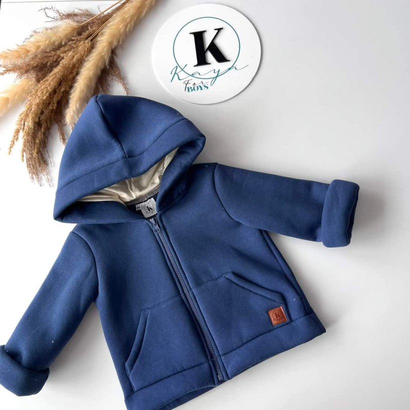 OCIEPLANA BLUZA Z KAPTUREM CIEMNY NIEBIESKI KAYA