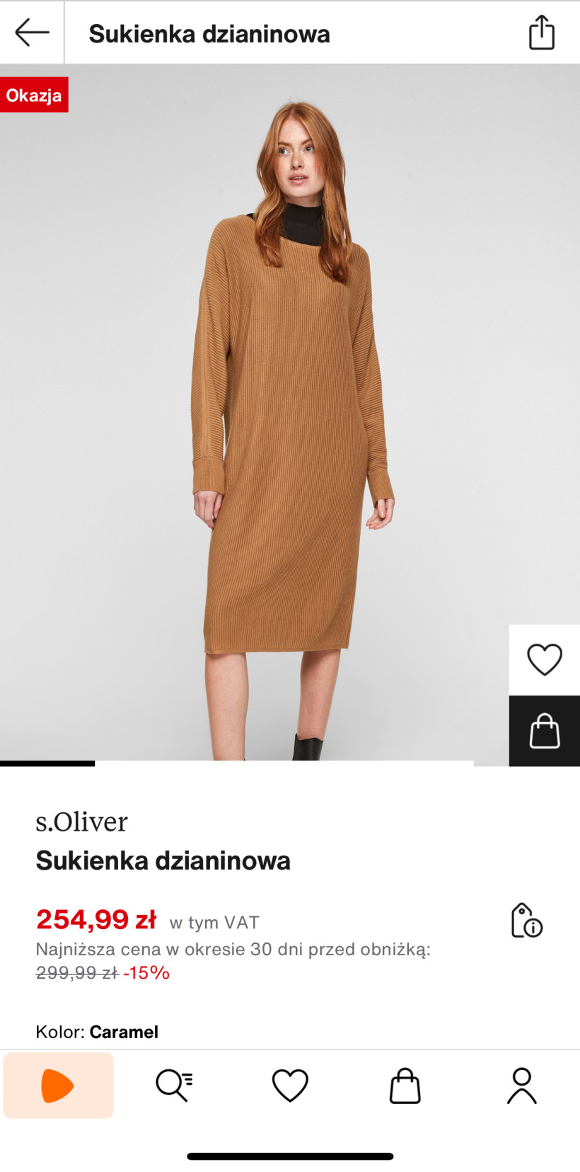 sukienka dzianinowa S Oliver -carmel roz 36