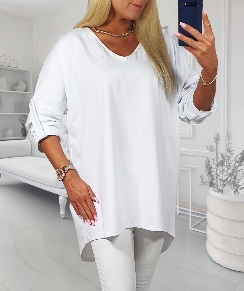 Bawełniana Tunika Plus Size  KLARA - biała