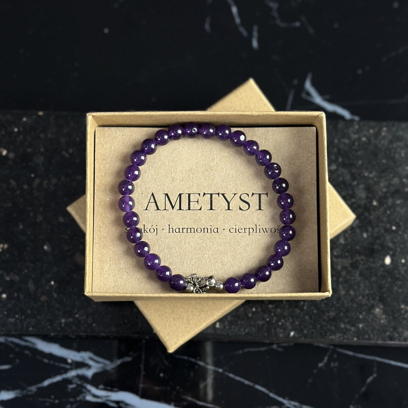XO132 Bransoletka Ametyst Kamienie Naturalna
