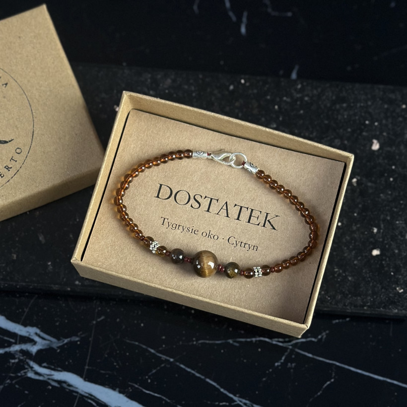 XO137 Bransoletka Cytryn Tygrysie oko Kamienie Naturalne