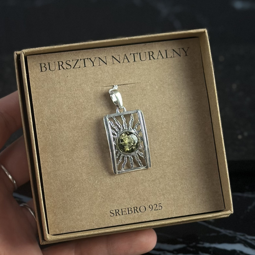 XO147 Zawieszka słońce bursztyn bałtycki srebro 925