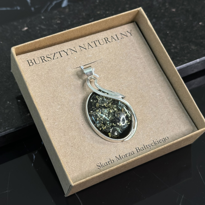 XO168 zawieszka bursztyn naturalny srebro 925