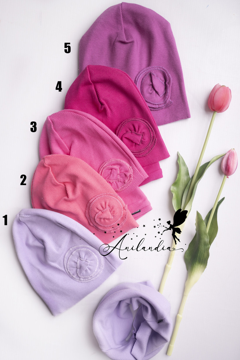 Komplet czapka+komin z aplikacją kwiatka