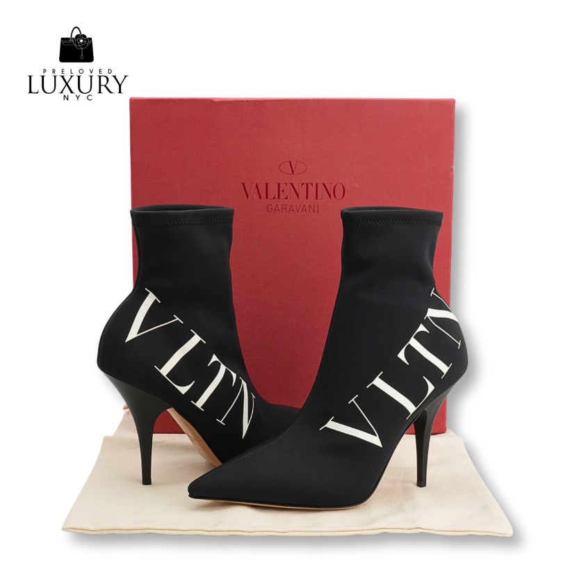 VALENTINO Logo Sock Booties Size 38