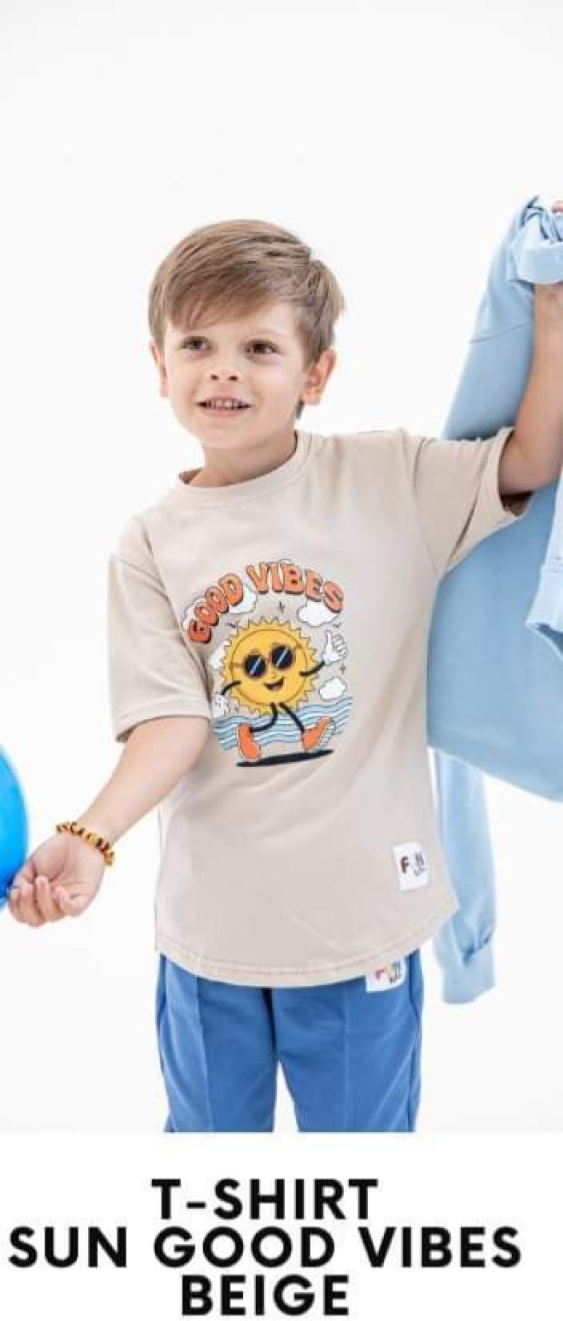 T-SHIRT SUN GOOD VIBES BEŻ FUN KIDS