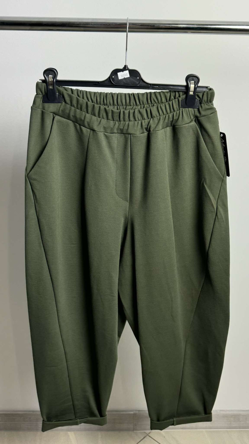 Spodnie jednokolorowe na gumce - Wł. - 320 - khaki / promocja