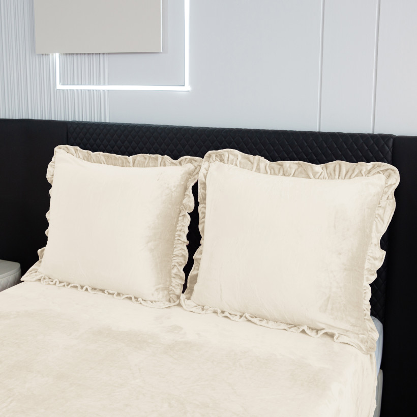 Pościel 200x220cm  kremowy 3 cz. Mikrofibra welurowa SHF-2814