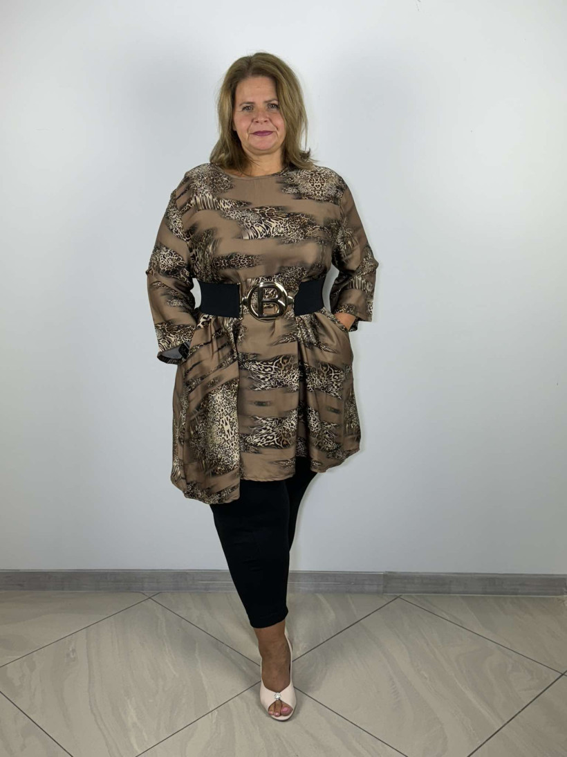 Sukienka / tunika premium wzór panterka - luna - 38759 - fango - promocja