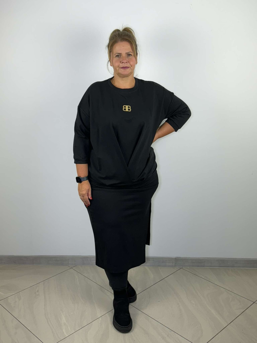 Bluza jednokolorowa z zakładką - Fs - 40320 - czarna
