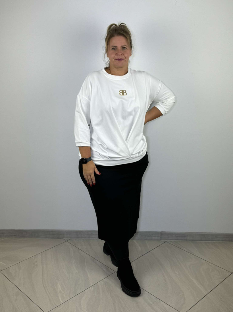 Bluza jednokolorowa z zakładką - Fs - 40320 - biała