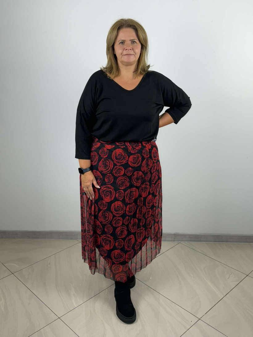 Spódnica tiulowa  plisowana - ,wzór  mniejsze róże   - Wł. - 797