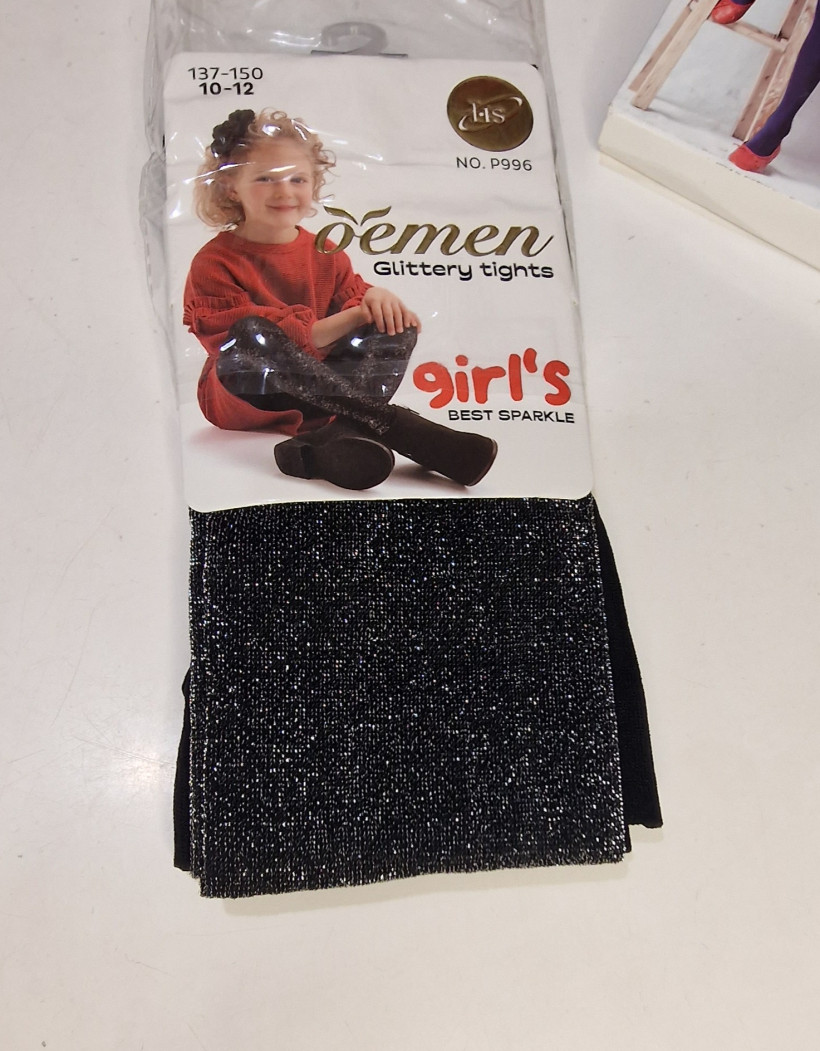 Rajstopy czarne ze srebrną nitką