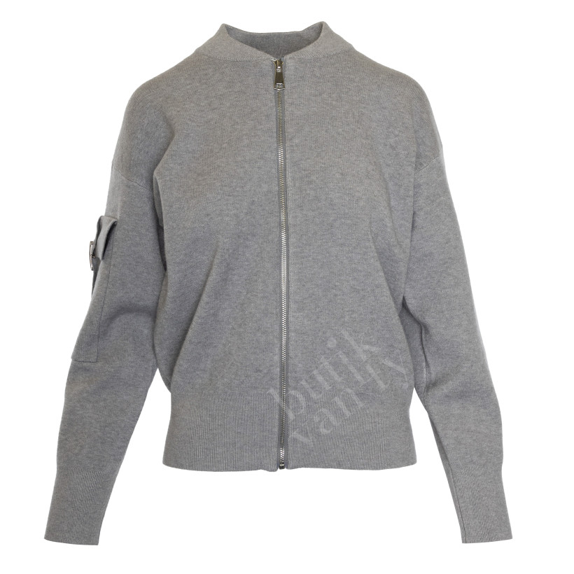 SWETER KIESZEŃ NA RĘKAWIE GREY R.S/M FF09016G