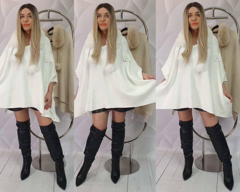 SWETER PONCZO 99629 RB10 FYTERKOWY KOŁNIERZ