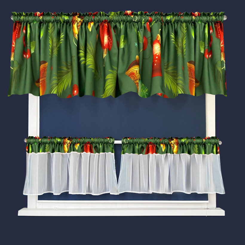 Zestaw dekoracyjny 400x65cm 180x45cm zielony w bombki i dzwonki L692S