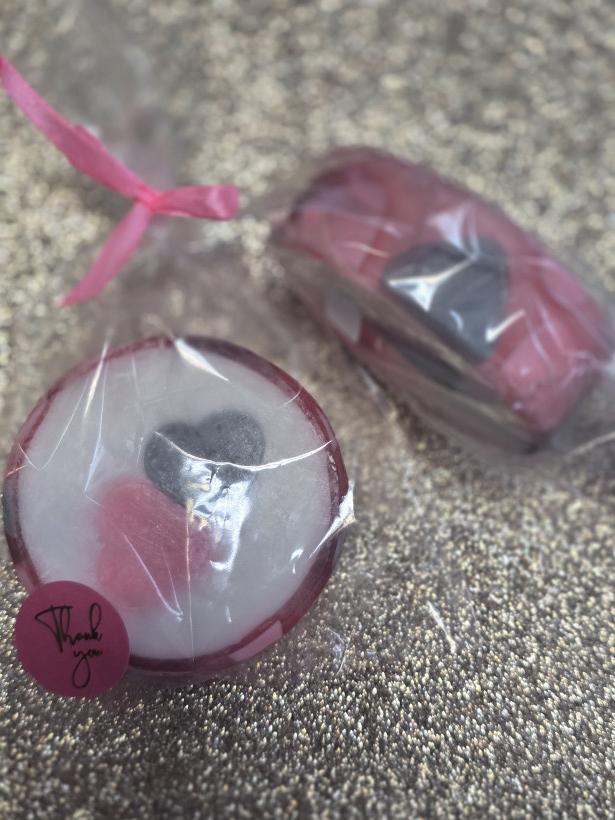 Mydło okrągłe serca róż