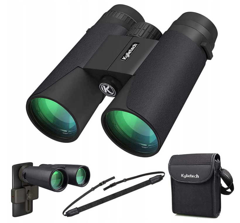 Lornetka Kylietech 12x42 z pryzmatem wodoodporna + adapter tel + pokrowiec
