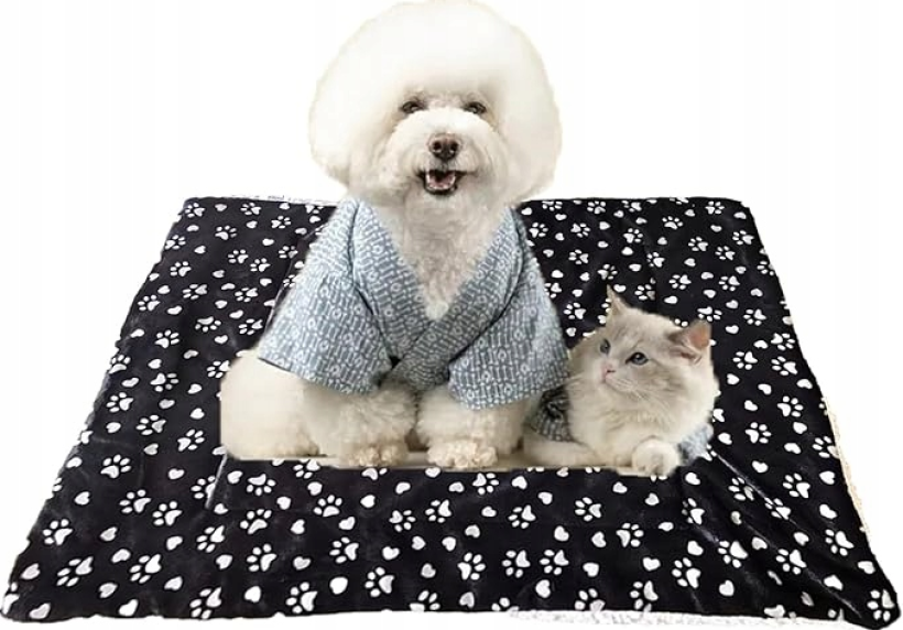 FANLINPT mata dla psa biały, czarny, 110 cm x 75 cm