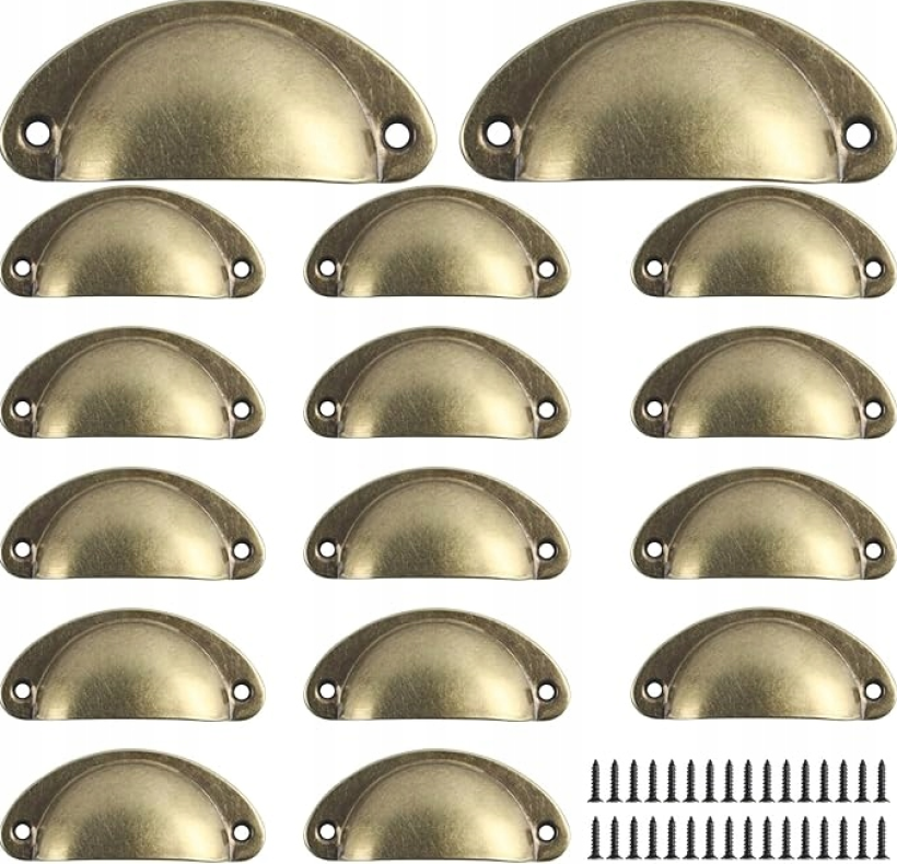 16x Uchwyty do Szuflad Vintage Złote Gałki Meblowe do Szafek