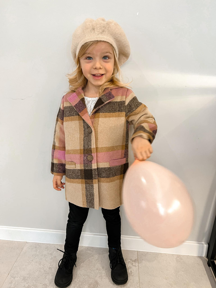 Płaszcz krata z różem