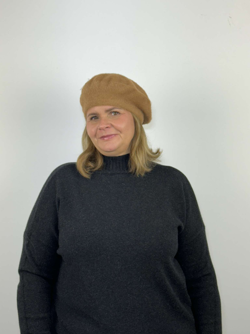Beret alpakowy - 04 - camel