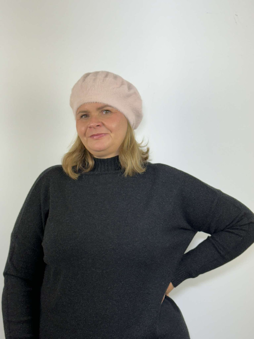Beret alpakowy - 04 - pudrowy
