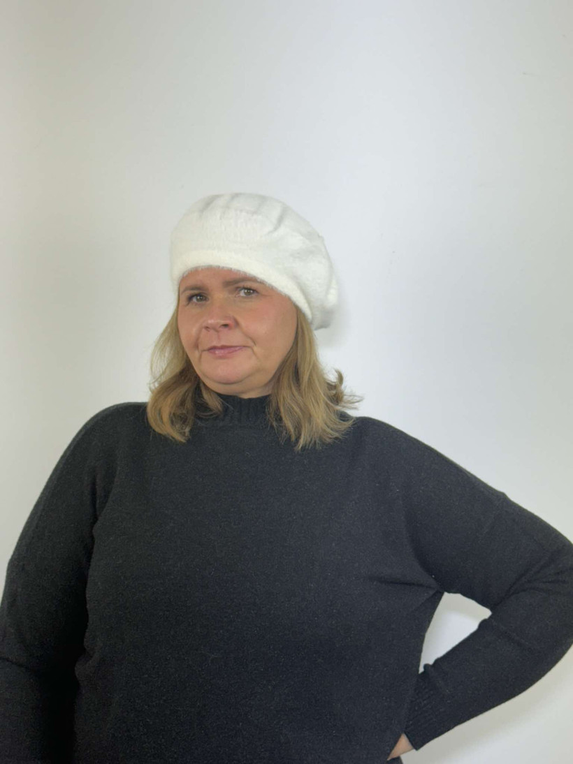 Beret alpakowy - 04 - śmietankowy