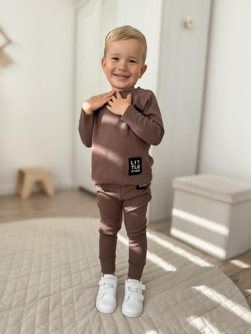 Bluzka Over mleczna czekolada prążek Little Star