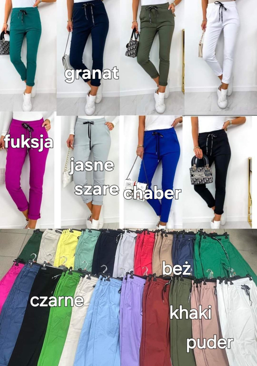 Spodnie damskie gnieciuchy fuksja 