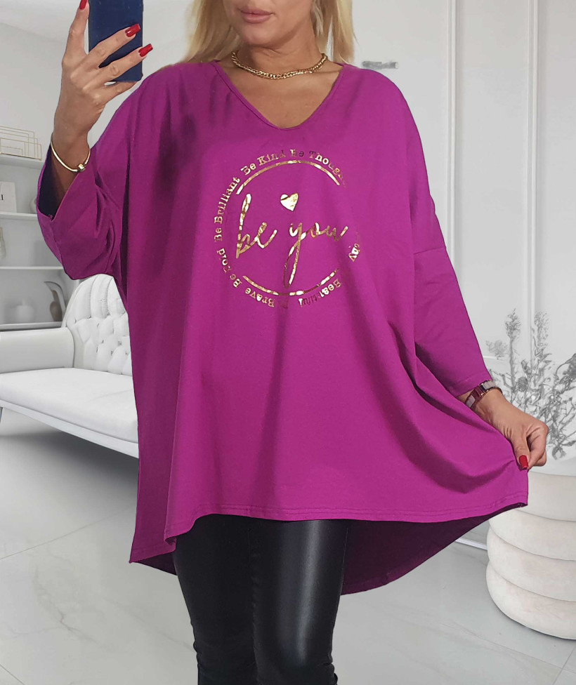 Bawełniana Tunika Plus Size  BE YOU - magenta