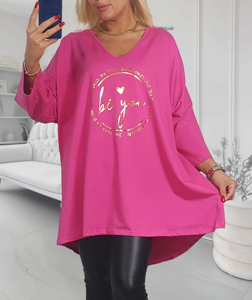 Bawełniana Tunika Plus Size  BE YOU - fuksja