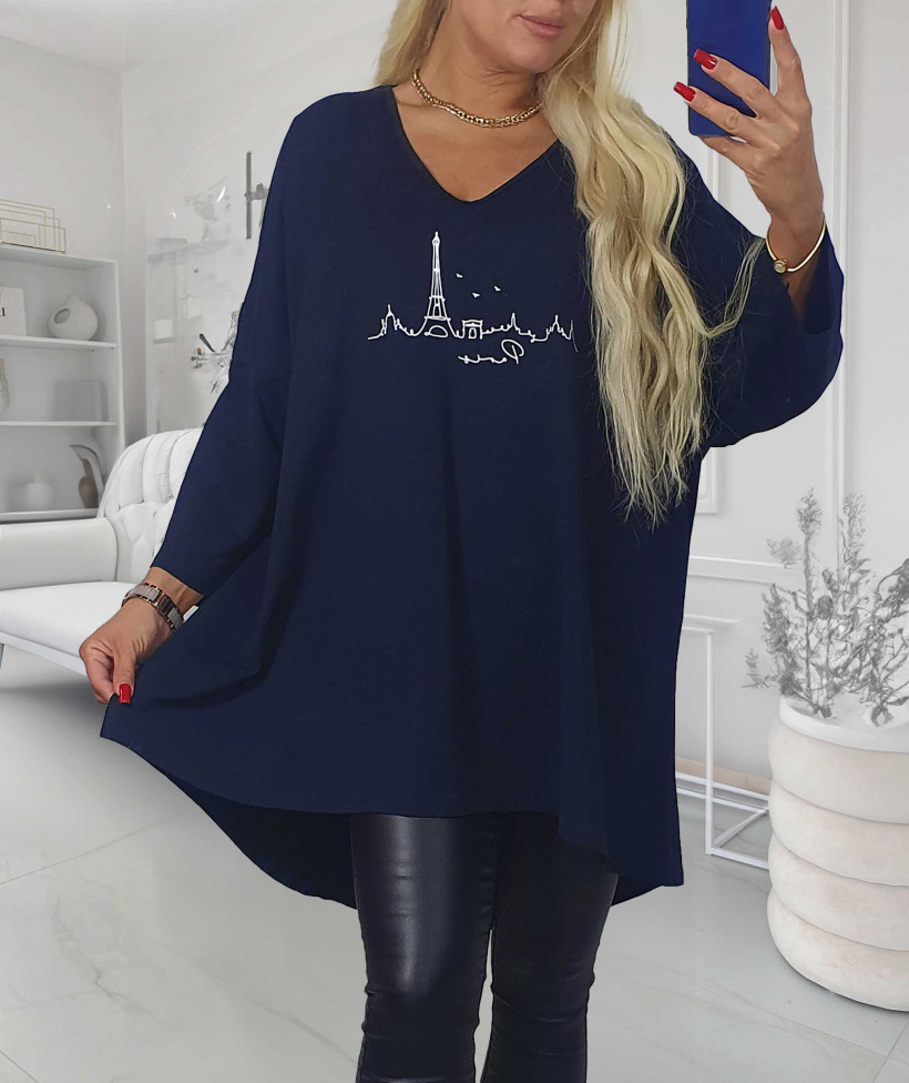 Bawełniana Tunika Plus Size  PARIS - granat