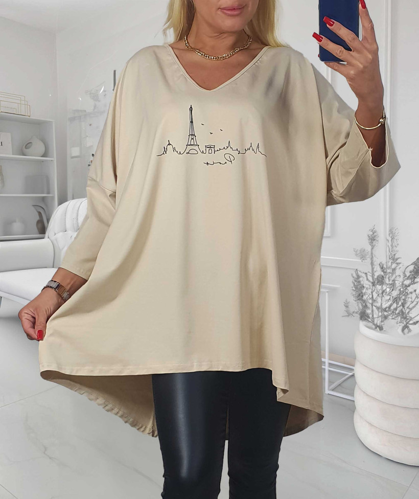 Bawełniana Tunika Plus Size  PARIS - beż
