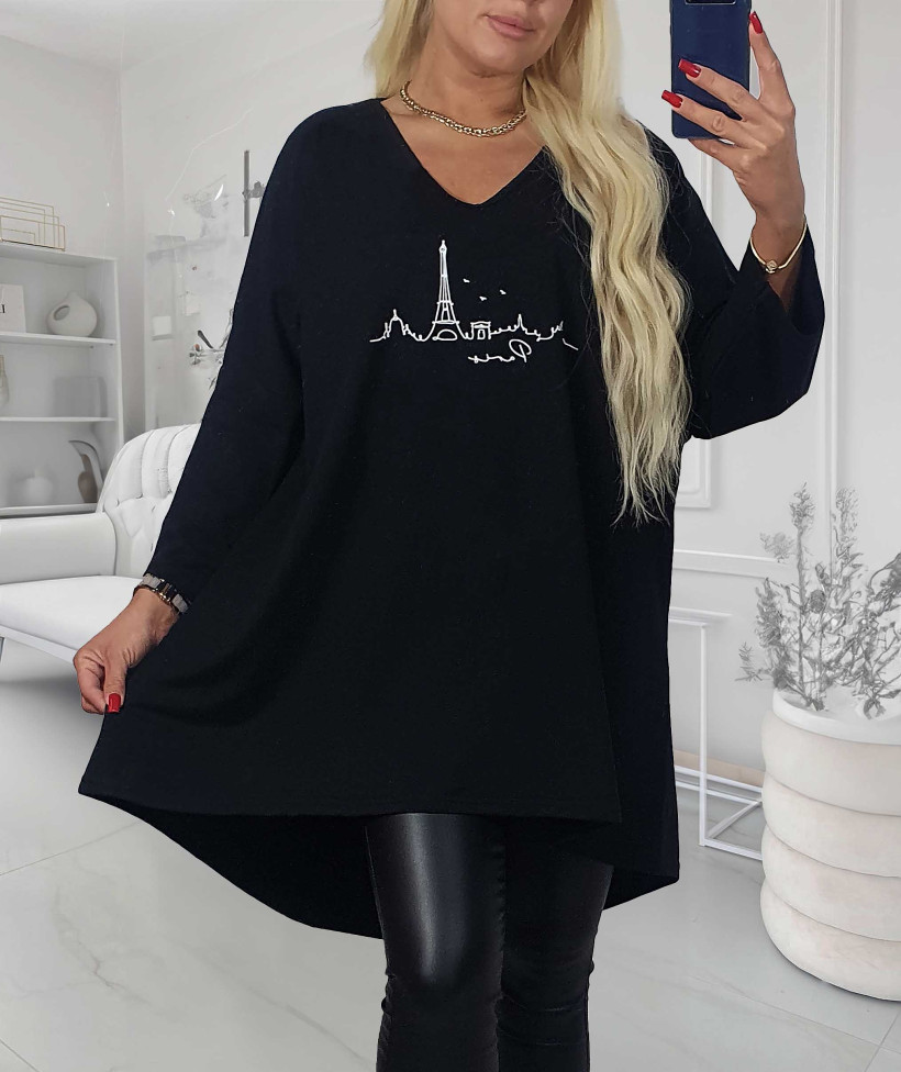 Bawełniana Tunika Plus Size  PARIS - czarny