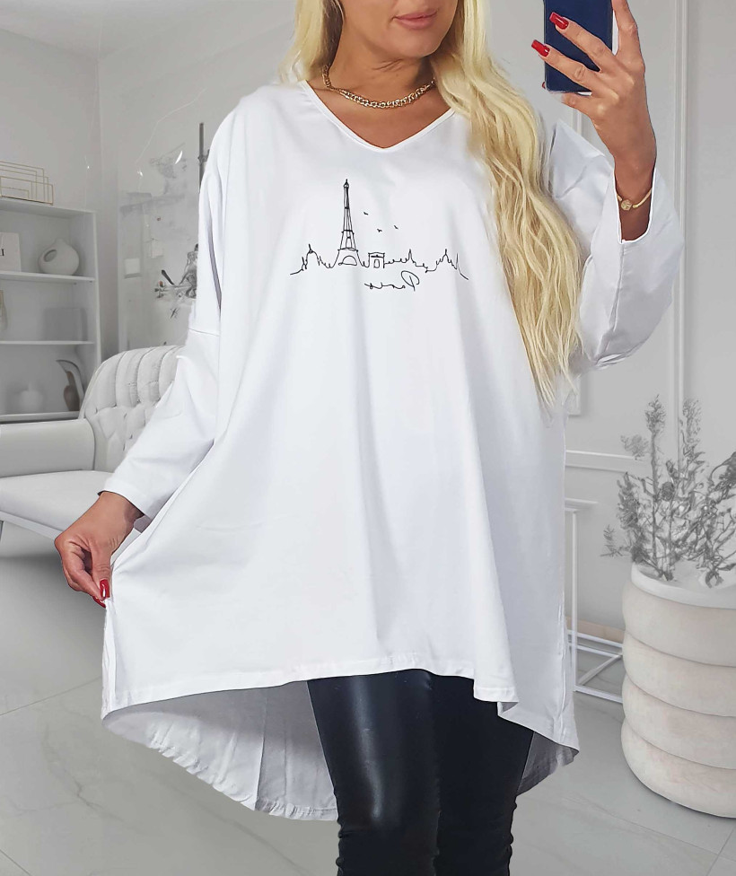 Bawełniana Tunika Plus Size  PARIS - biały