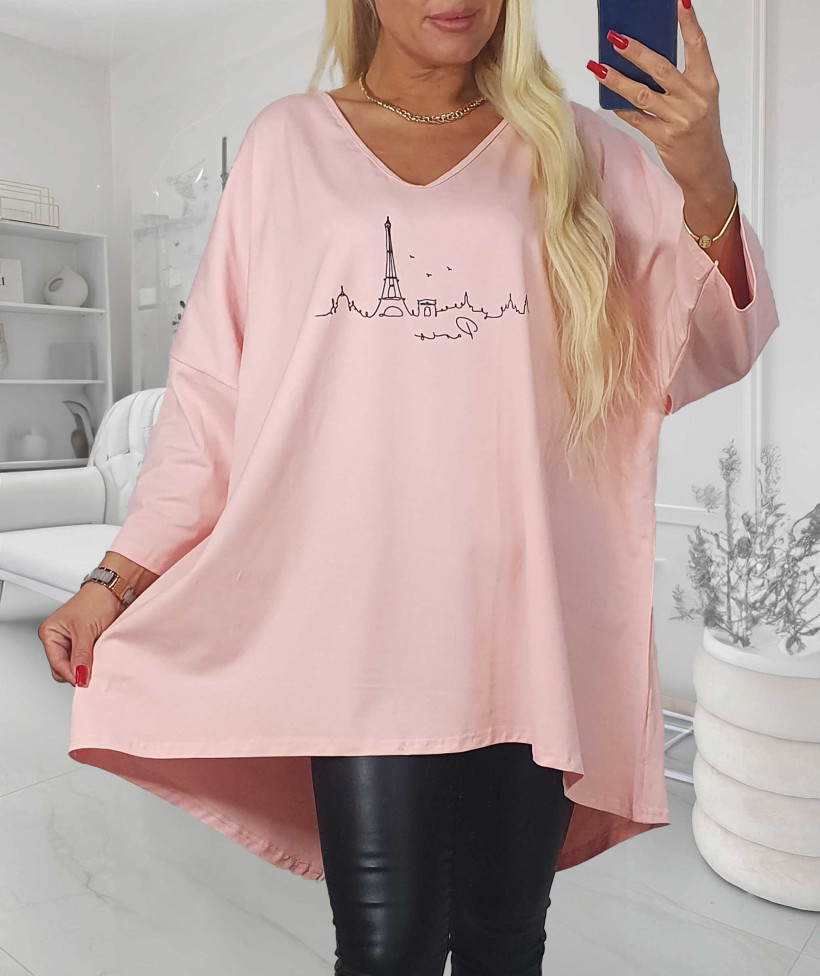 Bawełniana Tunika Plus Size  PARIS - róż