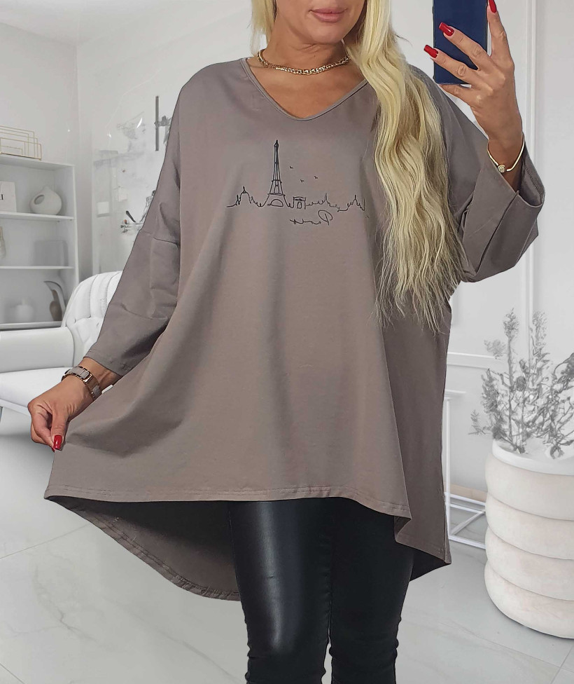 Bawełniana Tunika Plus Size  PARIS - latte