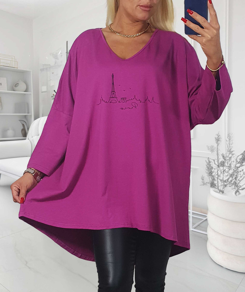 Bawełniana Tunika Plus Size  PARIS - magenta