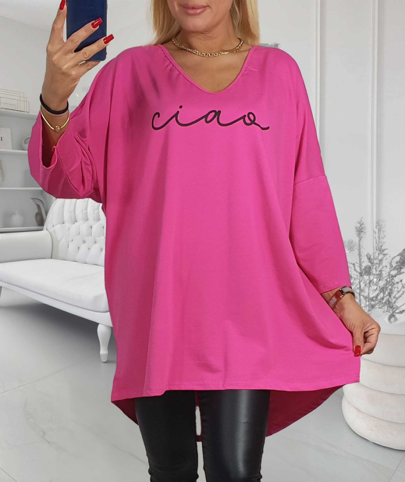 Bawełniana Tunika Plus Size  CIAO - róż