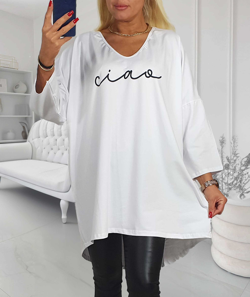 Bawełniana Tunika Plus Size  CIAO - biały