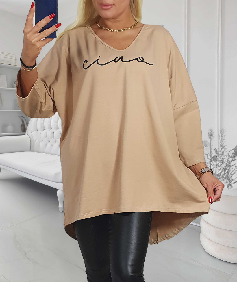 Bawełniana Tunika Plus Size  CIAO - beż
